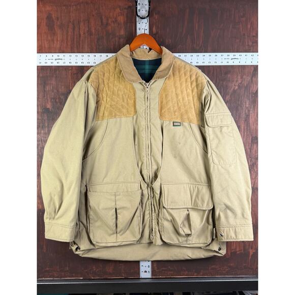 Remington Hunting Shooting Jacket Cordura Plaid‎ Lined Suede Leather Vintage XL - Picture 2 of 8